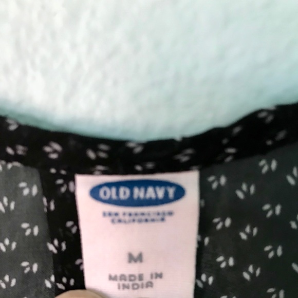 Navy & White Print Blouse Size Medium - Picture 3 of 4